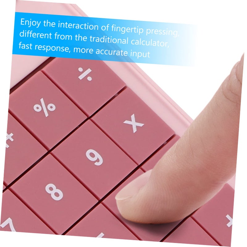 Large Screen LCD Calculator 12 Digit Pink Portable Dual Power for Office and School - Image 4