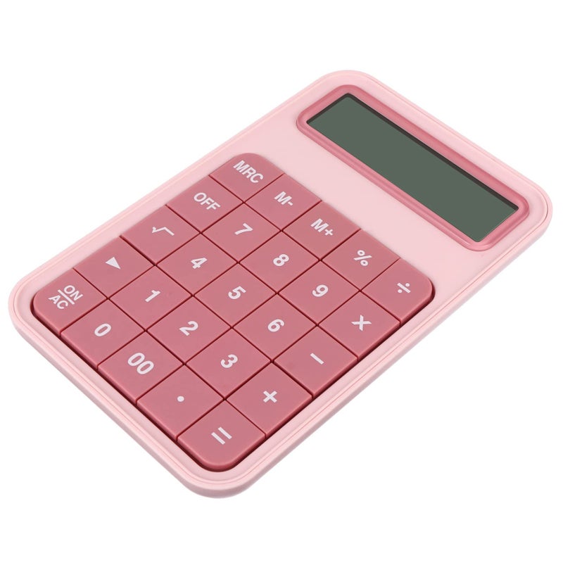 Large Screen LCD Calculator 12 Digit Pink Portable Dual Power for Office and School - Image 2
