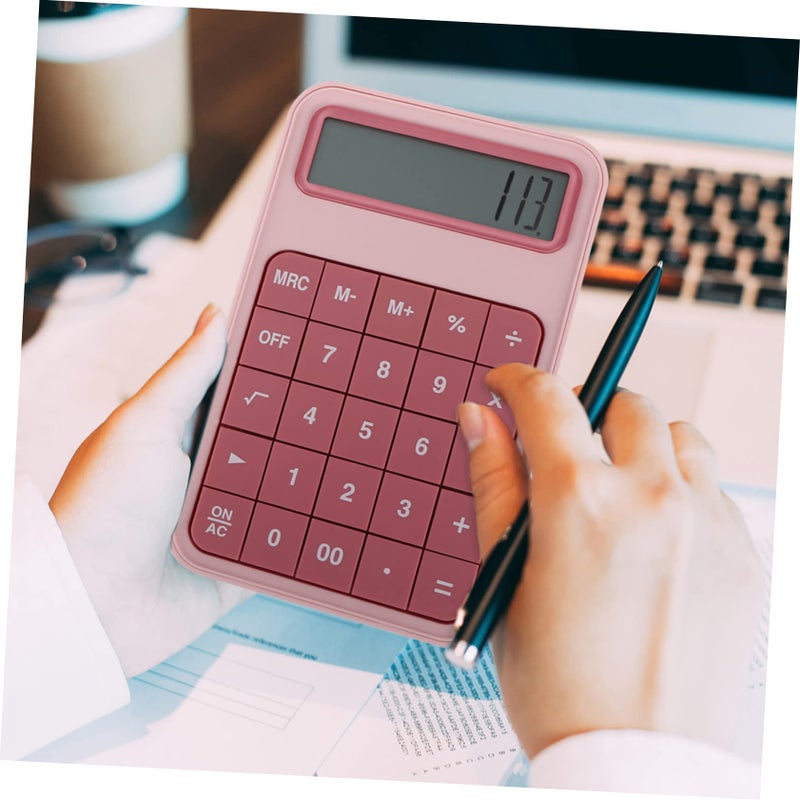 Large Screen LCD Calculator 12 Digit Pink Portable Dual Power for Office and School - Image 5