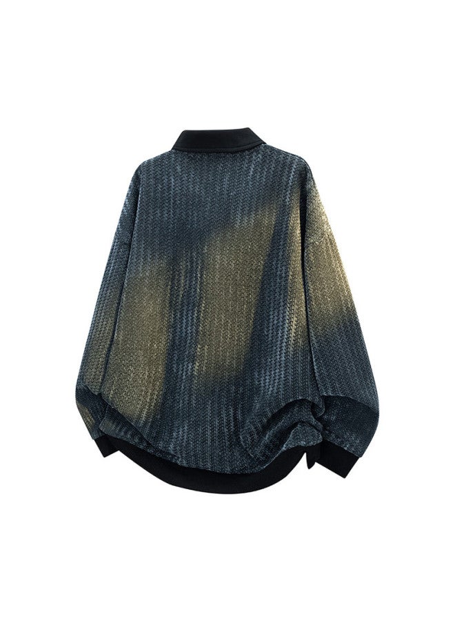Dingfengbaoluo American Style Casual Lazy Hoodie Men Autumn Colorblock Herringbone Collar Long Sleeve Top Xwh60 Black S - Image 5