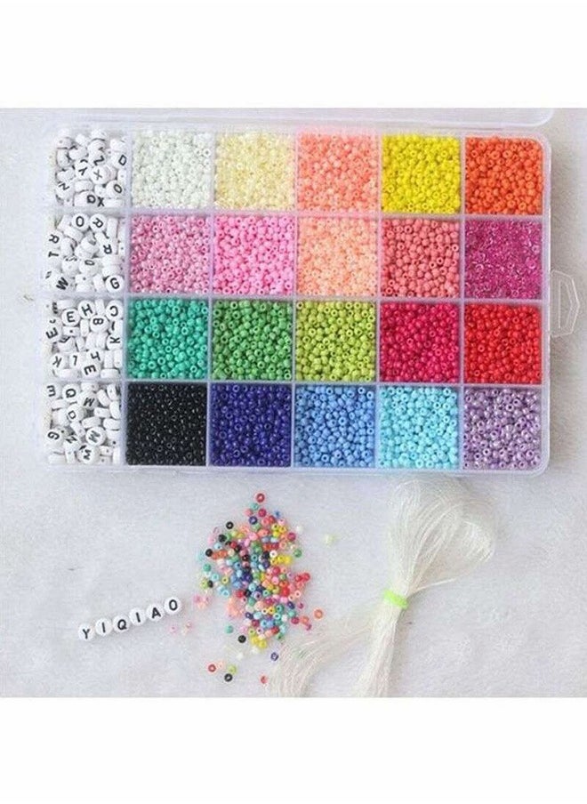 XiuWoo - Beads for Bracelets Kit 8000pcs 3mm Glass Seed Beads Multi Color and 240pcs Alphabet Letter Beads for DIY Jewelry Name Bracelets Making and Crafts - Image 1