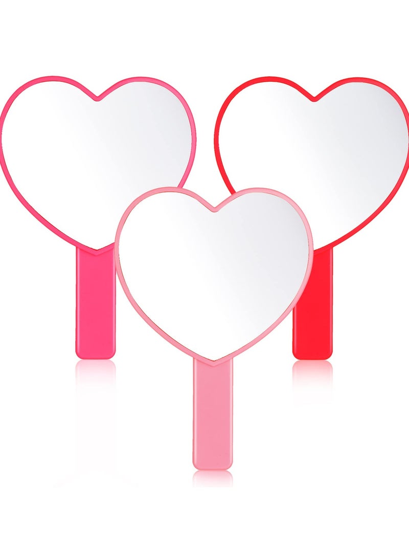 Zikra 3 Pcs Heart Shaped Handheld Mirrors, Mini Cosmetic Mirrors Travel Makeup Mirrors for Women Girls Portable Cosmetic Mirror - Image 1