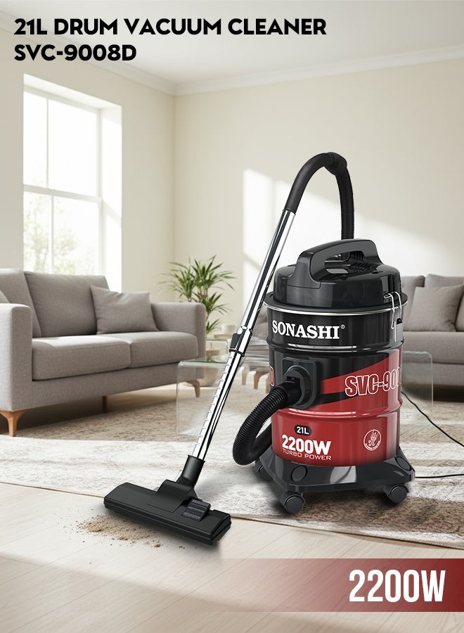 Sonashi Vacuum Cleaner 2200W | 21L Dust Capacity with Multi-Stage Filtration | Strong 23KPA Suction Power & Super Low Noise | Blow Function, Dust Full Indicator & Telescopic Tube | Easy Movement with Basement Wheels | SVC-9008D Red 21 L 2200 W SVC-9008D red - Image 1