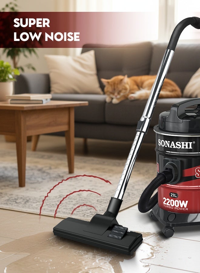 Sonashi Vacuum Cleaner 2200W | 21L Dust Capacity with Multi-Stage Filtration | Strong 23KPA Suction Power & Super Low Noise | Blow Function, Dust Full Indicator & Telescopic Tube | Easy Movement with Basement Wheels | SVC-9008D Red 21 L 2200 W SVC-9008D red - Image 5