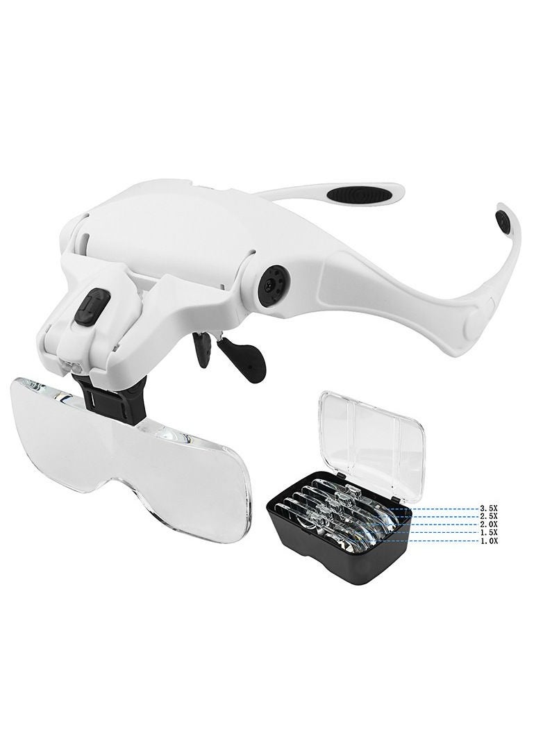 3D - Head‑Mounted Magnifier, Rechargeable Headband Magnifying Glass, with 2 LED Lights and Adjustable Headband, Jeweler's Loupe Light Bracket for Reading, Dentistry, Surgery, Research - Image 1
