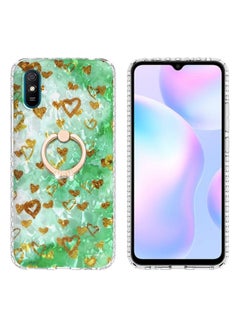 HuHa Case Cover For Xiaomi Redmi 9A / 9i Indian Version Ring Holder 2.0mm Airbag TPU Phone Case Gold Heart 