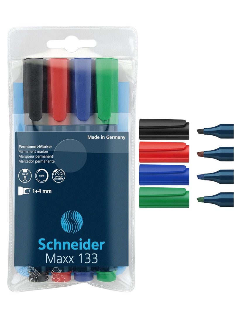 Schneider علامة دائمة 4 قطع ماكس 133 طرف مائل متعددة الألوان - Image 1
