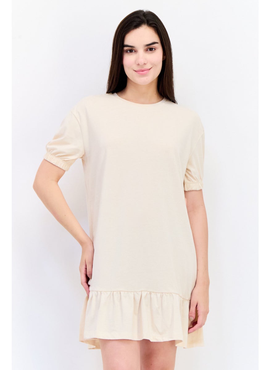 ONLY Women Solid Mini Dress, Beige  - Image 1