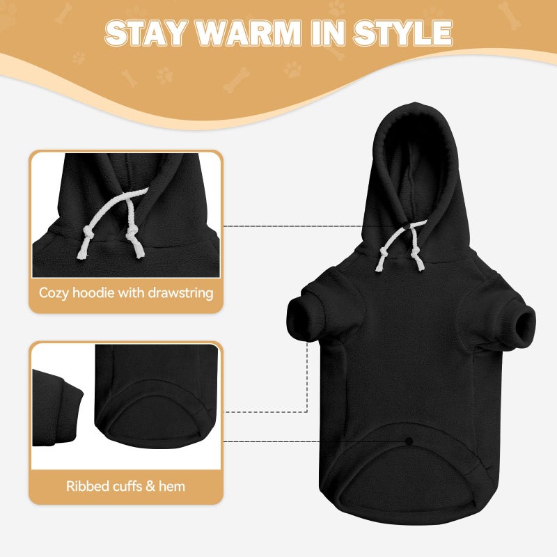 Waoduld Dog Sweaters for Large Dogs,Extra-Large Dog Hoodie,Warm Fleece Sweatshirt with Hood & Pocket,Leash Hole,Cozy Cold Weather Pet Clothes Sweater Hoodie for Large Dogs(Black,XXL) - Image 5