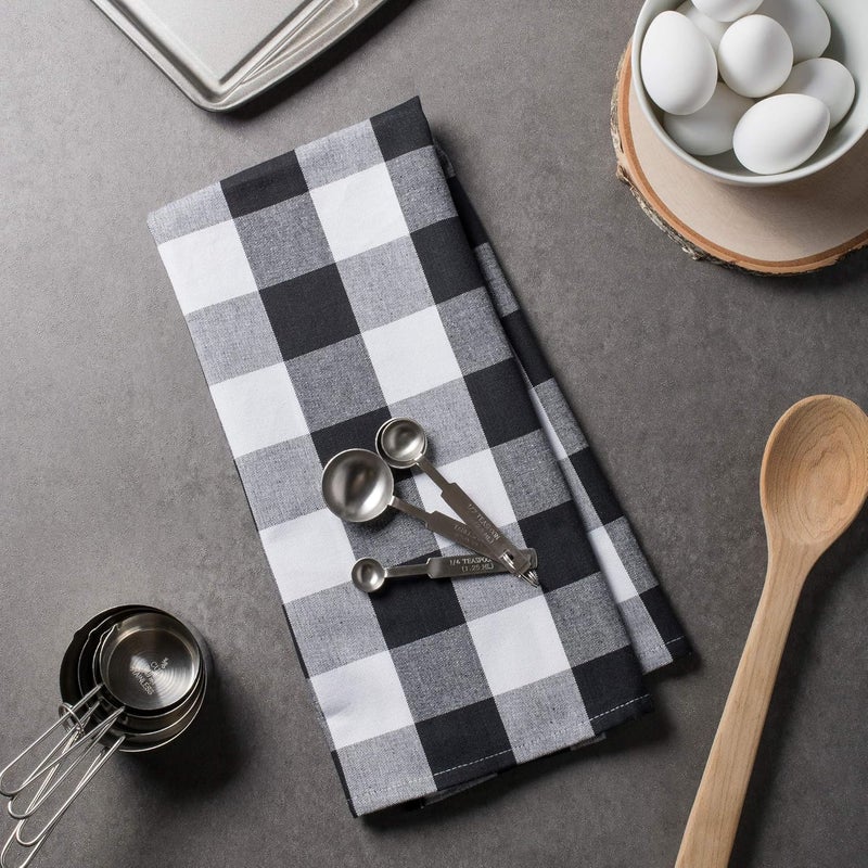 DII Buffalo Check Kitchen Collection, Classic Farmhouse Dishtowel Set, 20x30, Black & White, 3 Piece - Image 4