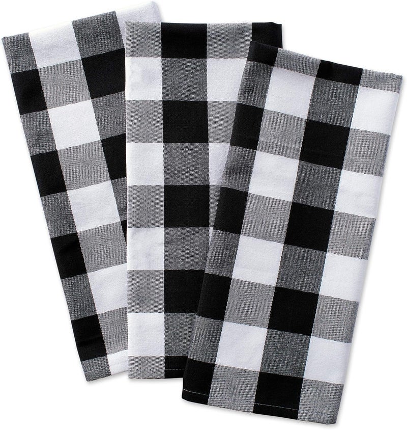 DII Buffalo Check Kitchen Collection, Classic Farmhouse Dishtowel Set, 20x30, Black & White, 3 Piece - Image 2