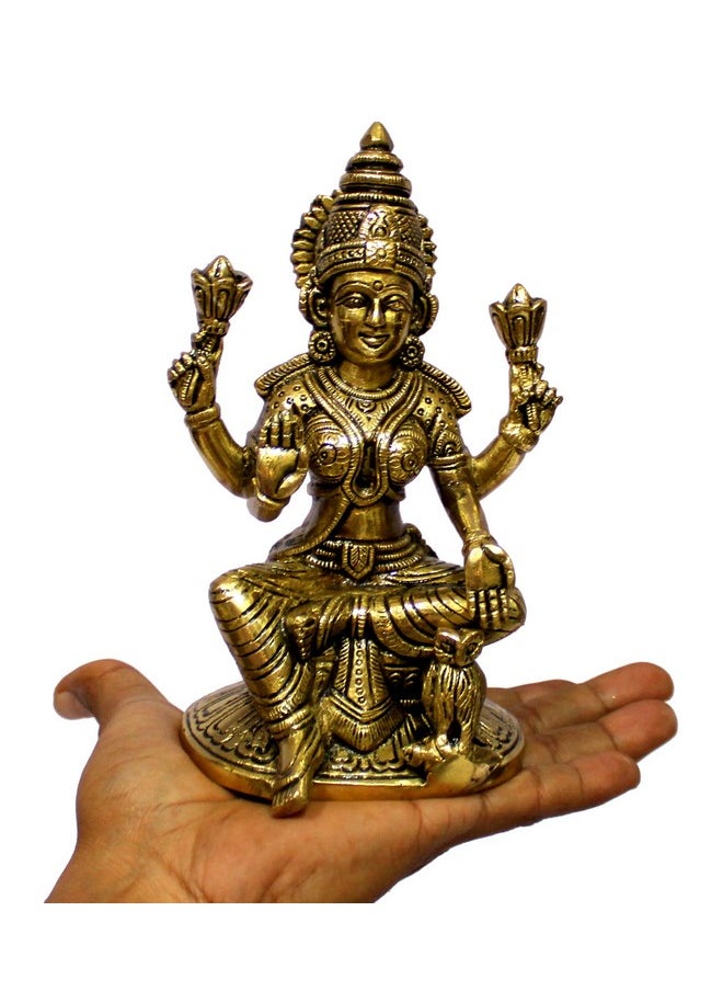 ESPLANADE ESPLANADE Brass Laxmi Lakshmi Goddess Murti Idol Statue Figurine Sculpture | Pooja Idols - Home Decor | Golden - 6.75" Inches  - Image 5