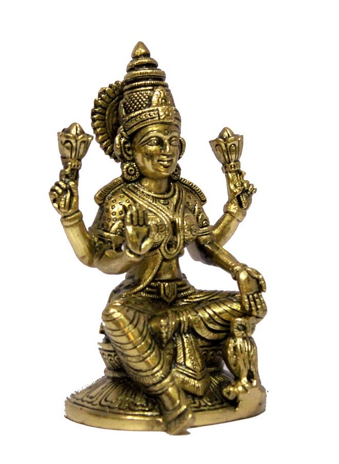 ESPLANADE ESPLANADE Brass Laxmi Lakshmi Goddess Murti Idol Statue Figurine Sculpture | Pooja Idols - Home Decor | Golden - 6.75" Inches  - Image 2