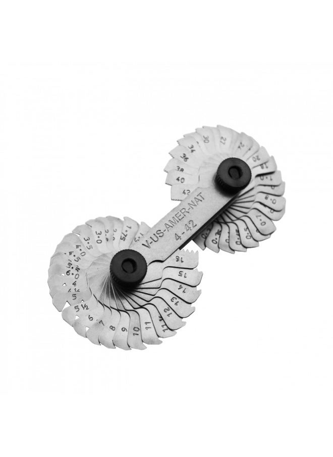 Grip Grip Thread Pitch Gauge MM & SAE Markings - Measures Counts from .25 to 5.5mm and 4 to 42 SAE - 60 Degree Thread Profiles and Locking Devices - Garage, Workshop, Home  - Image 1