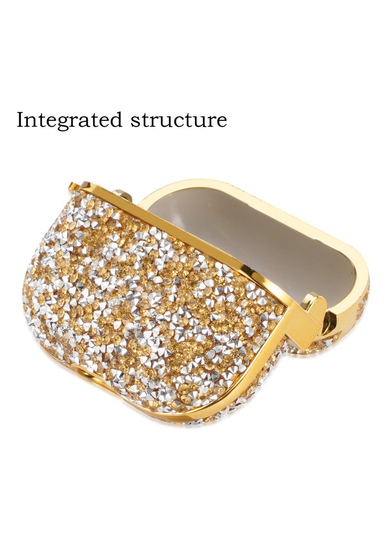 Color Fans - Shiny Diamond Protective Case Suitable for Apple AirPods 4 Cute Rhinestone Cover Girl Portable Keychain Gold - Image 1