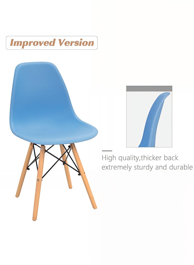Taimi Set of 2 Modern Plast Style Plastic Dining Chair Mid Century Modern DSW Chair, Shell Lounge Plastic Chair with Natural Wooden Legs for Office, Kitchen, Dining, Bedroom, Living Room Side Chair Light Blue - Image 5