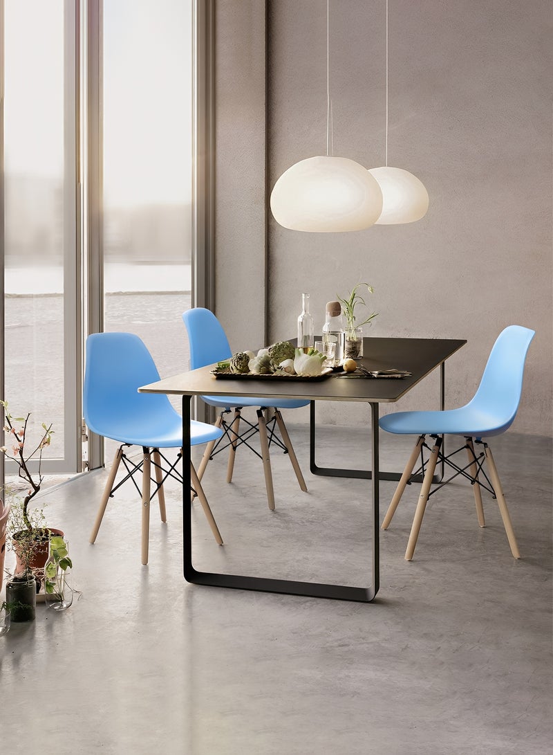 Taimi Set of 2 Modern Plast Style Plastic Dining Chair Mid Century Modern DSW Chair, Shell Lounge Plastic Chair with Natural Wooden Legs for Office, Kitchen, Dining, Bedroom, Living Room Side Chair Light Blue - Image 2