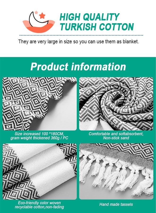 هومار كيت Turkish Beach Towel - Turkish Cotton - 39x71 inch Oversized - Turkish Towel for Beach, Bath, Pool, Gym, Yoga - Prewashed, Lightweight, Quick Dry - Image 3