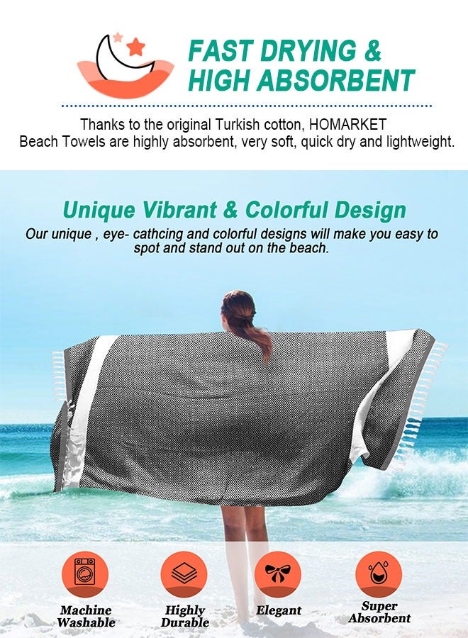 هومار كيت Turkish Beach Towel - Turkish Cotton - 39x71 inch Oversized - Turkish Towel for Beach, Bath, Pool, Gym, Yoga - Prewashed, Lightweight, Quick Dry - Image 2