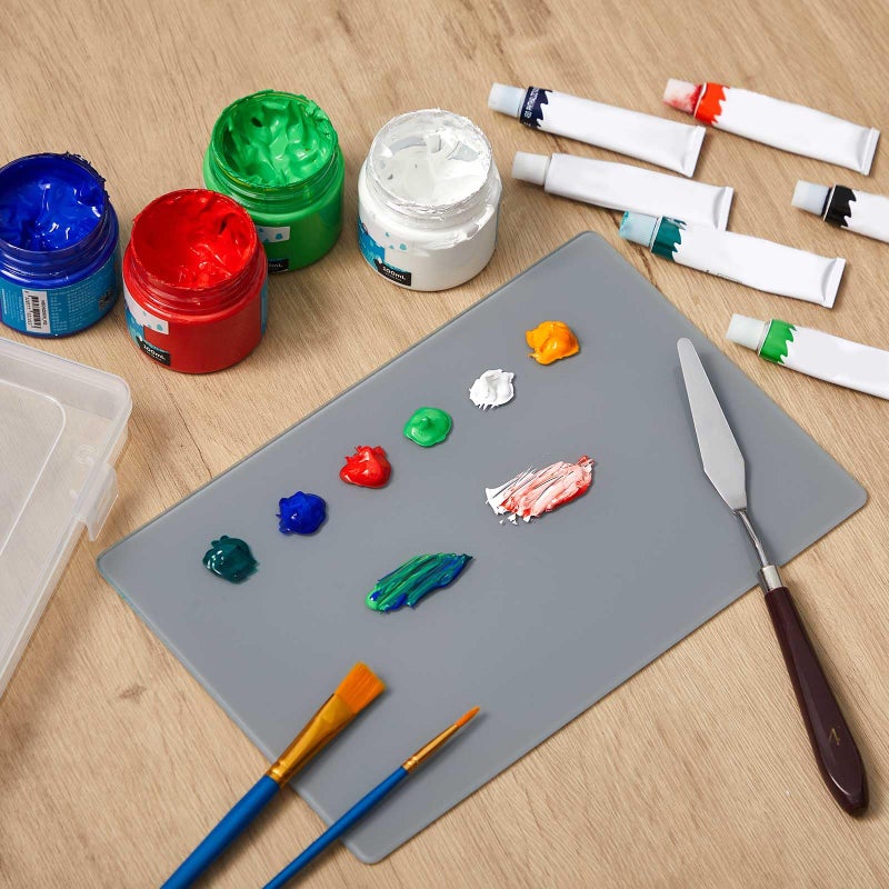 Nuanchu 1 Set Handy Glass Oil Paint Palette Included 10.2 x 6.8 x 1.2 Inches Airtight Stay Wet Palette Container and 9.7 x 6.3 Inches Tempered Glass, Keeps Paint Fresh, Ideal for Travel Outdoor, Grey - Image 4