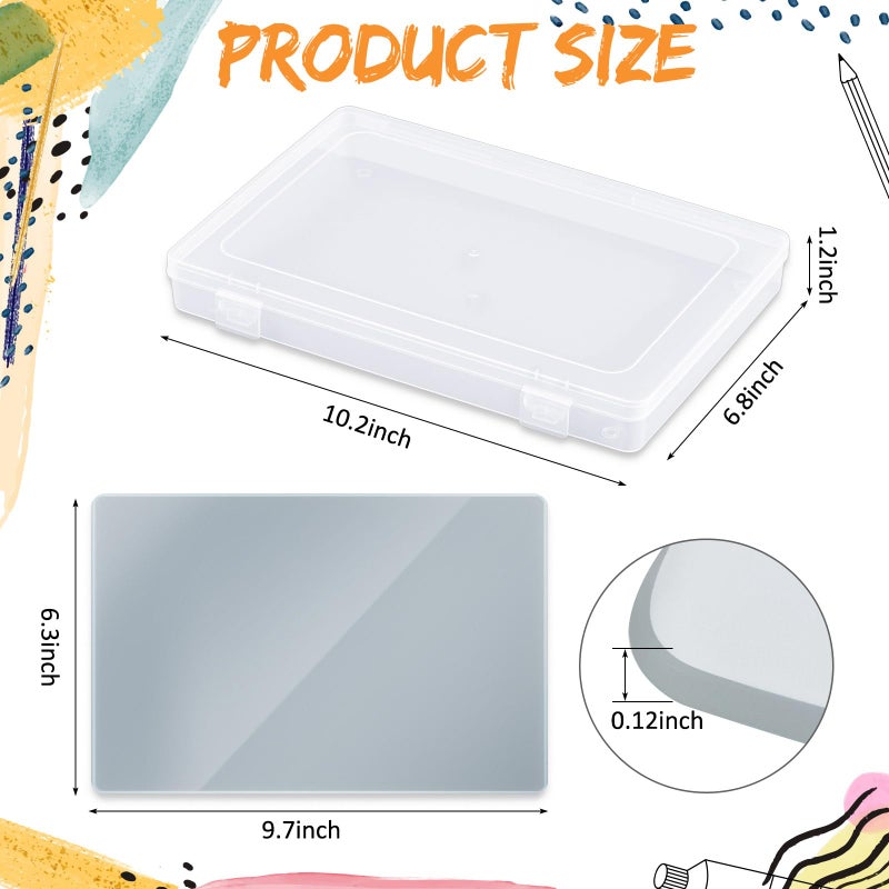 Nuanchu 1 Set Handy Glass Oil Paint Palette Included 10.2 x 6.8 x 1.2 Inches Airtight Stay Wet Palette Container and 9.7 x 6.3 Inches Tempered Glass, Keeps Paint Fresh, Ideal for Travel Outdoor, Grey - Image 3
