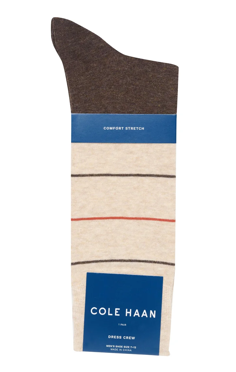 كول هان Men's 1PK Color Block/ Stripe Dress Crew