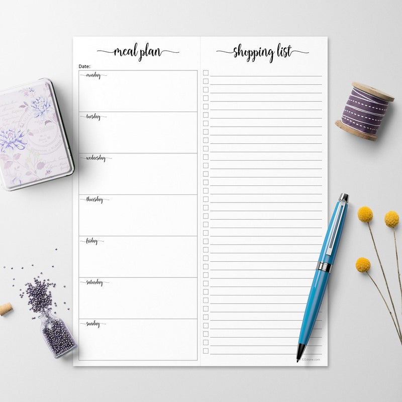 321Done Meal Planning Notepad - Made in USA - Large Letter Size (8.5x 1) Weekly Menu Planner Tear-Off Simple Shopping List Meals Groceries Grocery List Memo Pad - Perforated Monday Start - Image 3