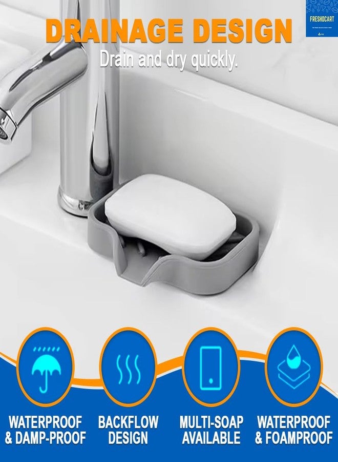 FreshDcart Silicone Soap Sponge Holder with Foldable Design Kitchen Sink Storage Tray Sponge Holder for Kitchen, Bathroom and Vanity (Multicolour, Pack of 1) - Image 3