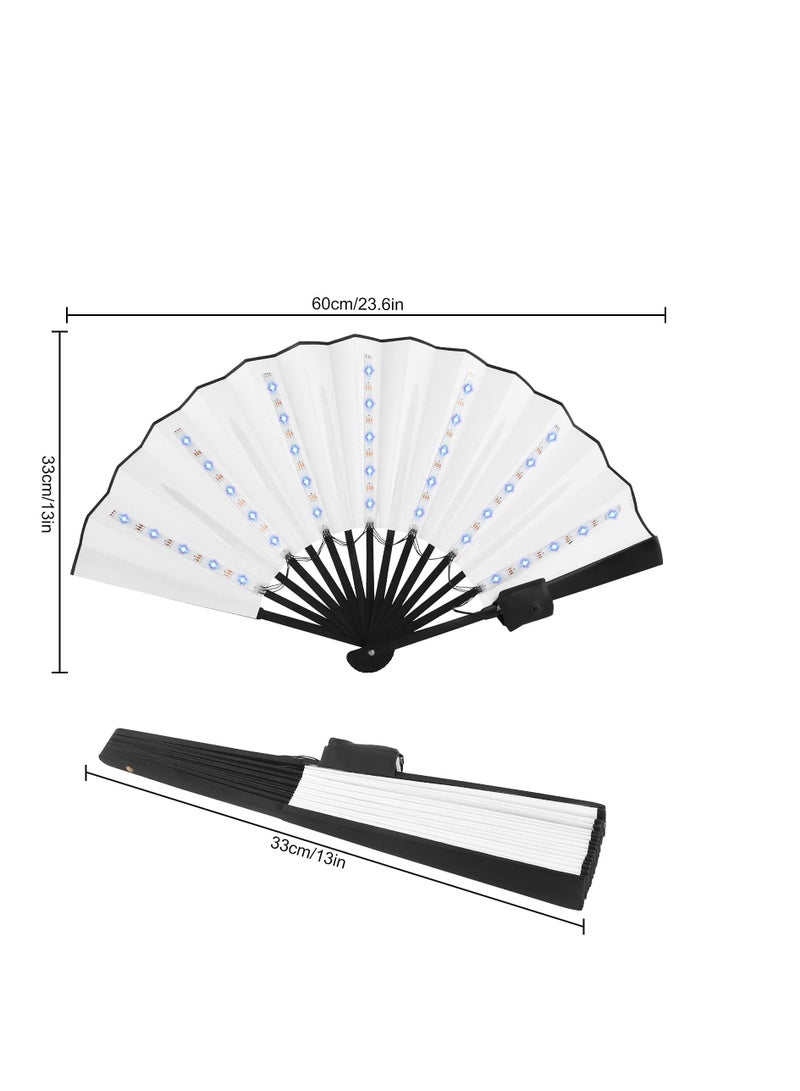 SYOSI Party LED Glowing Colorful Chinese Hand Held Folding Fan with Remote Control Stage Performance Show Light Up Fan Birthday Party Dance Gift Wedding Night Bar Club Fluorescent Props - Image 5