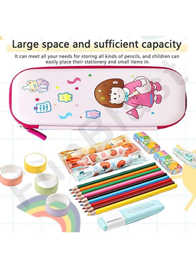 فنبلاست حقيبة أقلام فن بلاست إيفا للأطفال، حافظة أقلام متعددة الاستخدامات بسحاب، صندوق أقلام للأولاد، حقيبة أقلام، منظم أدوات مكتبية للأطفال، حافظة أقلام قماشية صلبة ثلاثية الأبعاد بتصميم فتاة لطيفة (متعددة الألوان) - Image 2