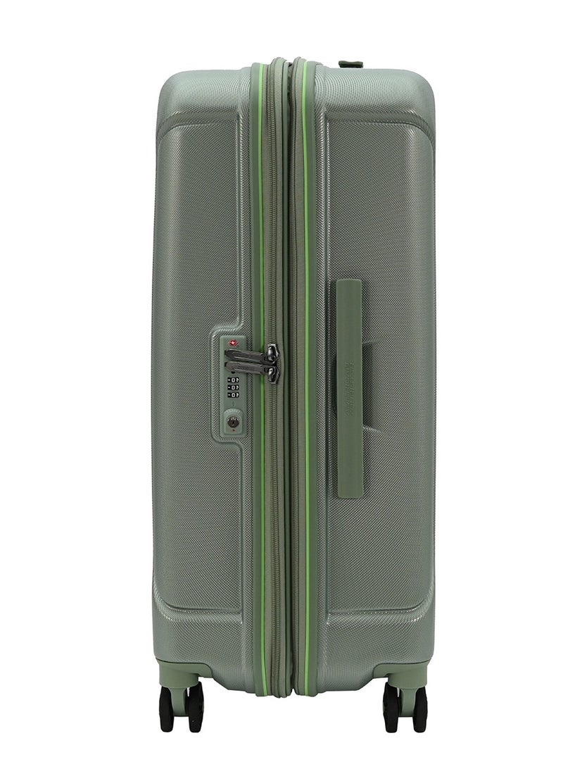 AMERICAN TOURISTER Technum Suitcase, Check-In Size 68 cm / 25 inch, 4 Spinner Wheels, Hard Top, Polycarbonate, Urban Green|DuoSaf™ Security Zipper|Dual Tube Pull Handle|Expandable - 3 Years International Warranty - Image 2