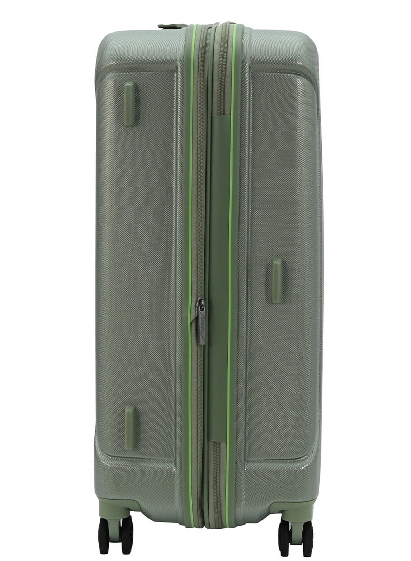 AMERICAN TOURISTER Technum Suitcase, Check-In Size 68 cm / 25 inch, 4 Spinner Wheels, Hard Top, Polycarbonate, Urban Green|DuoSaf™ Security Zipper|Dual Tube Pull Handle|Expandable - 3 Years International Warranty - Image 3