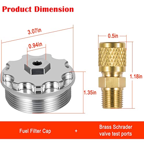 Camoo Fuel Filter Cap With Fuel Pressure Port Aluminum for 2003-2007 Ford Powerstroke Diesel 6.0L F250,F350,F450,F550,F650,F750,Excursion - Image 4