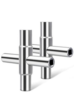 Y&D 2 Pcs Silver Water Key Steel Sillcock Wrench, 4 Way Suitable for Sillcocks Faucets Valves Spigots,1/4", 9/32", 5/16", 11/32"  - Image 1