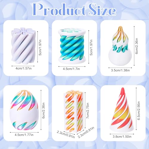 Guiqulai 6 Pack Impossible Passthrough Fidget Toys 3D Printed Spiral Cone Fidget Toys Rainbow Gradient Colors with White Base for Adults - Image 5