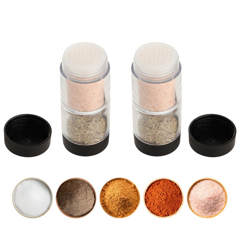 Sunmei Salt and Pepper Shakers Moisture Proof Set, 2-in-1 Portable Spice Shaker with Airtight Lid, Perfect for Camping Kitchen, Travel, Car Camping, RV, Outdoors, Backpack, BBQ Picnic, Lunch Boxes (2) - Image 1