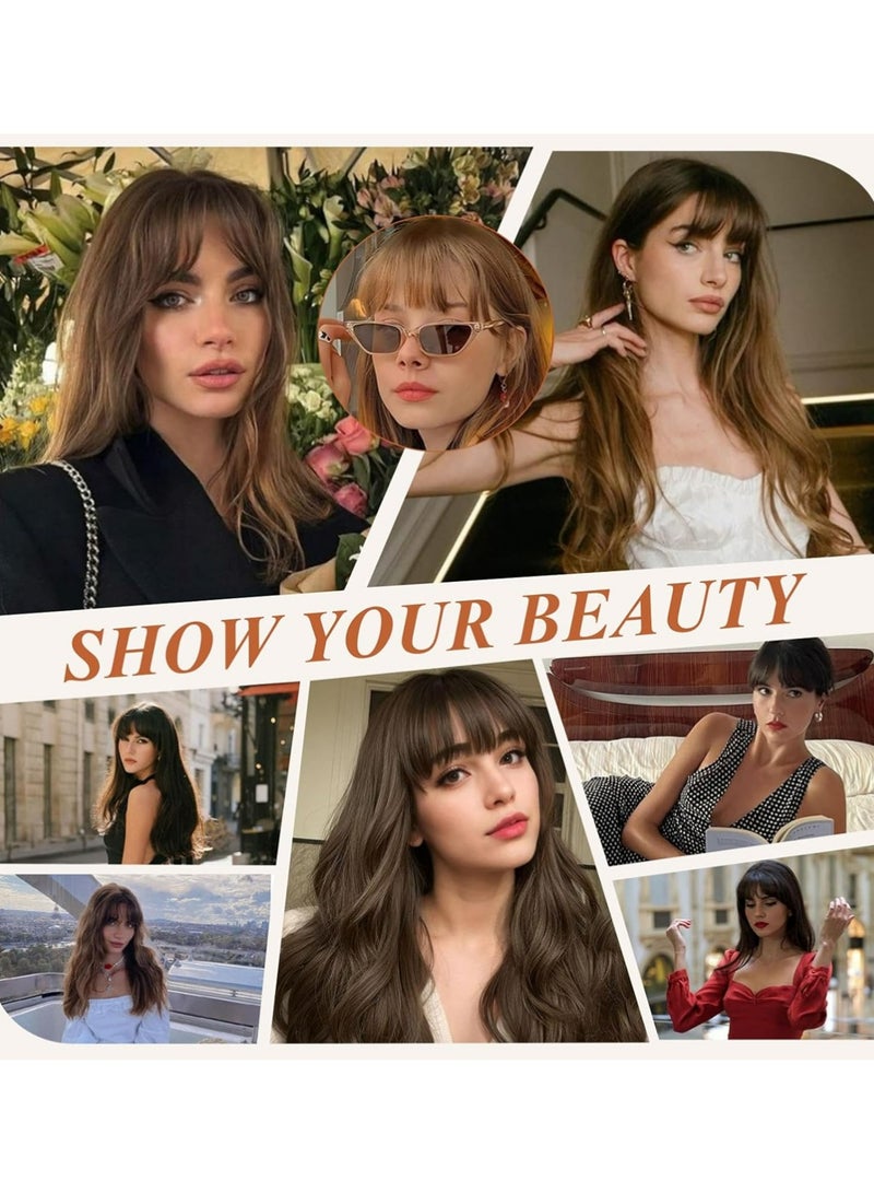 Dougez Clip in Bangs 100% Real Human Hair Extensions Clip on Wispy Bangs for Women Fringe with Temples Hairpieces Brown-black Color - Image 5