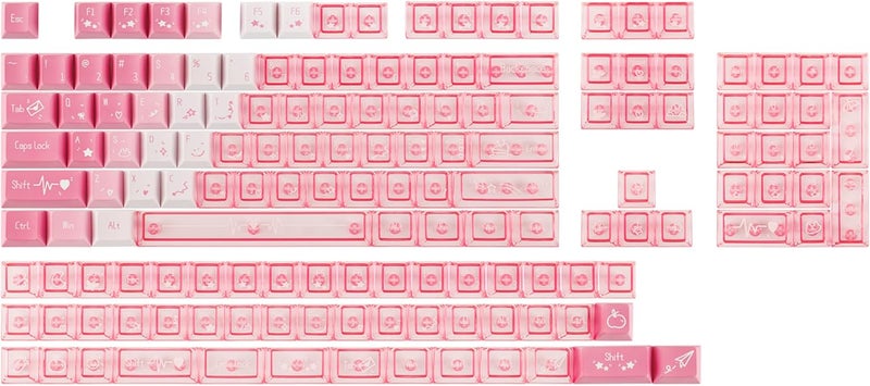 EPOMAKER DuoChrome Keycaps Set, 150 Keys, Cherry Profile, Shine Through, PBT+PC, Dye-sub, 65%/75%/TKL/96%/Full Size, Custom Keyboard Keycaps Set for Mechanical Gaming Keyboard (Pink) - Image 1