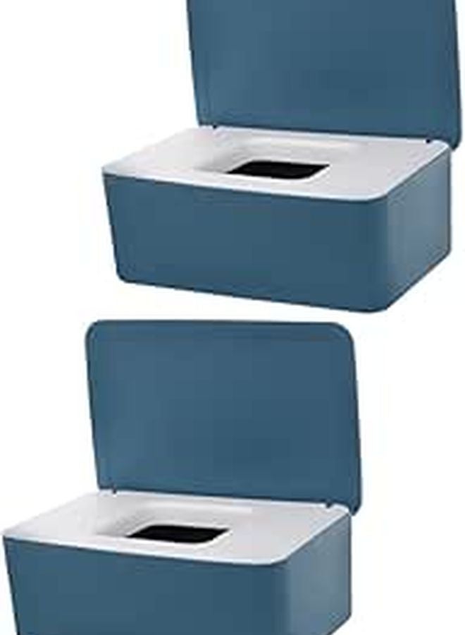 Portable Baby Wipes Storage Box With Lid For Home And Travel 2 Pack Blue - Image 1