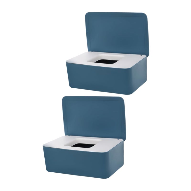 Portable Baby Wipes Storage Box With Lid For Home And Travel 2 Pack Blue - Image 2