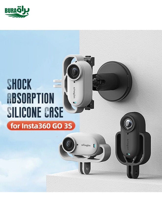 BURAQ For Insta360 GO 3S Camera aMagisn Silicone Cover Shock-absorbing Protective Case(Horizontal Black)  - Image 2