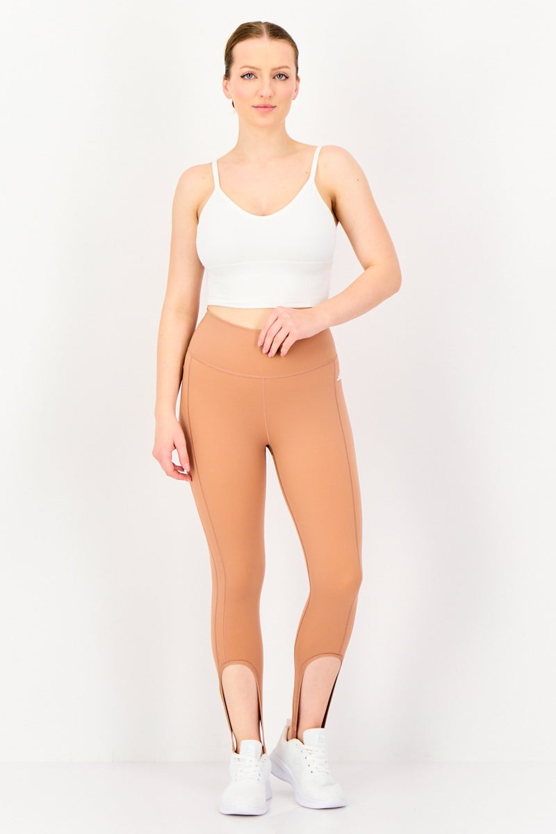 Adidas Women Tight Fit Training Leggings, Brown - Image 3