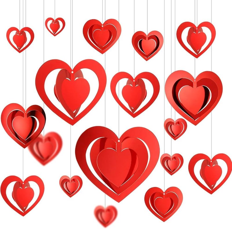 The Banner Company The Banner Company Romantic Foil Red Heart Hanging Decorations Perfect for Valentines Day Special Occasions Set of 16 