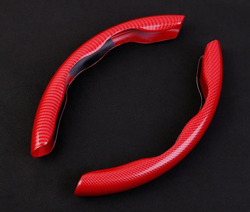 Automaze New Carbon Fiber ABS Texture Steering Wheel Grip Cover for Cars, Safe and Non Slip Car Interior Accessory (Carbon Red) - Image 3