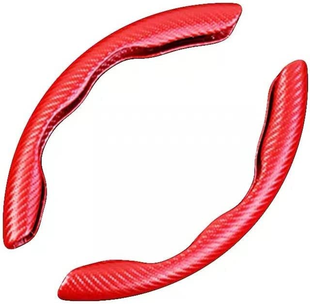 Automaze New Carbon Fiber ABS Texture Steering Wheel Grip Cover for Cars, Safe and Non Slip Car Interior Accessory (Carbon Red) - Image 1