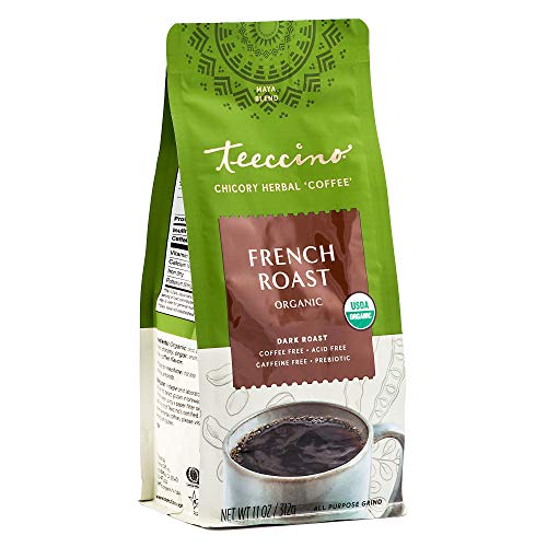 Teeccino French Roast Chicory Coffee Alternative 11 Ounce Ground Herbal Coffee Thats Prebiotic CaffeineFree  AcidFree Dark Roast with Carob and Chicory No artificial flavors - Image 1