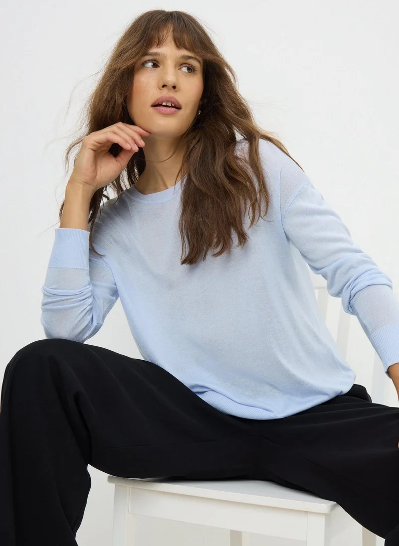 Matalan Light Blue Fine Gauge Long Sleeve Jumper