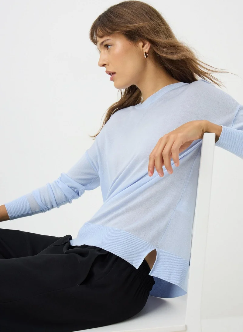 Matalan Light Blue Fine Gauge Long Sleeve Jumper