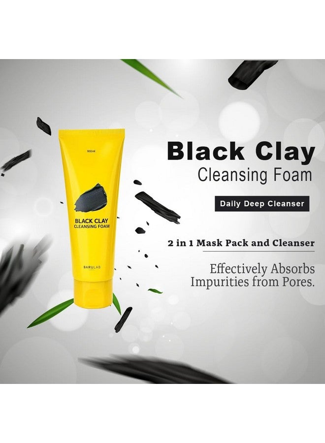 Barulab Korean Black Clay Cleansing Foam 2 In 1 Korean Mask Pack & Face Wash Blackhead Remover Deep Pore Cleanser Slssles Free Face Wash For Men & Women For All Skin Types 100Ml - Image 2