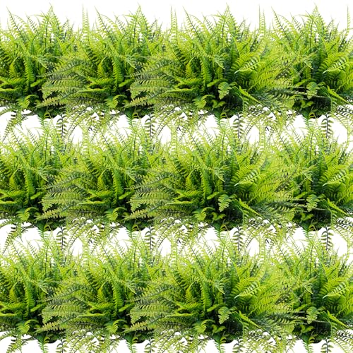 LUZOGA 24 Bundles Artificial Plants for Outdoor Faux Boston Ferns UV Resistant Fake Plants Plastic Greenery Shrubs Fake Flowers Outside Indoor for Home Garden Patio Planter Pathway Porch Window Decor - Image 1